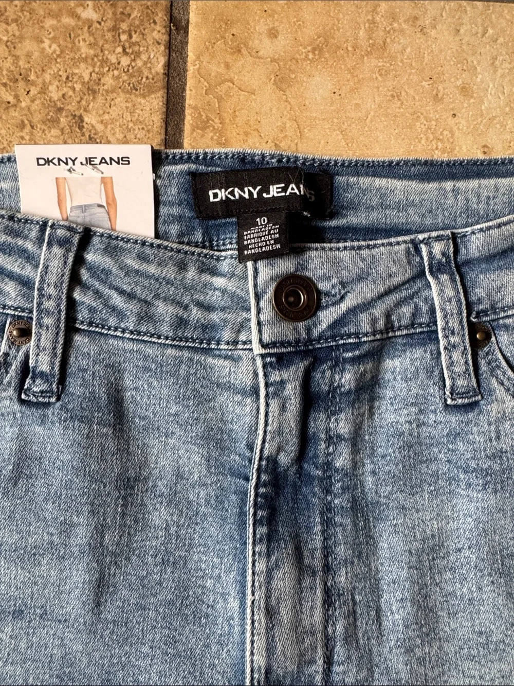 DKNY Light Blue Rolled Hem Denim Shorts